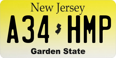 NJ license plate A34HMP