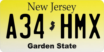 NJ license plate A34HMX