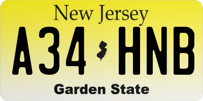 NJ license plate A34HNB