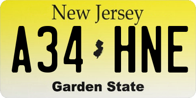 NJ license plate A34HNE