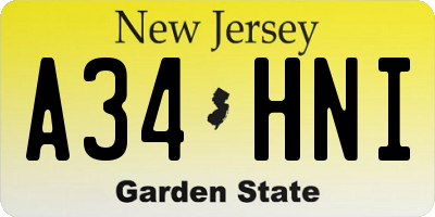 NJ license plate A34HNI