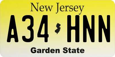 NJ license plate A34HNN