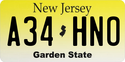 NJ license plate A34HNO