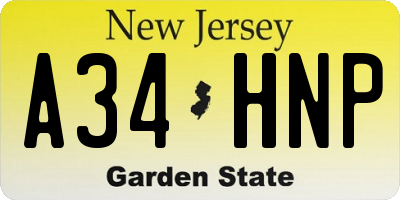 NJ license plate A34HNP