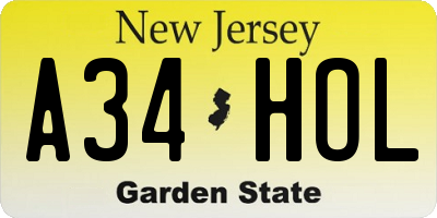 NJ license plate A34HOL