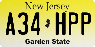 NJ license plate A34HPP