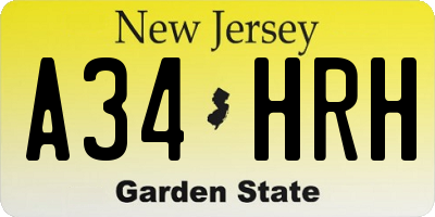 NJ license plate A34HRH
