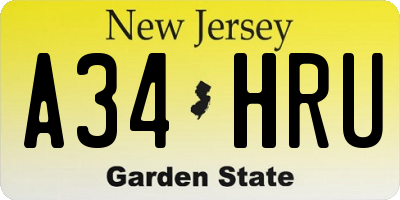 NJ license plate A34HRU
