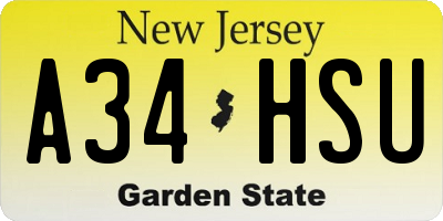 NJ license plate A34HSU