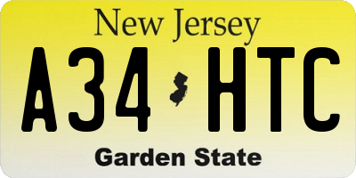 NJ license plate A34HTC