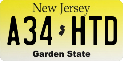 NJ license plate A34HTD