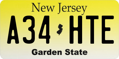 NJ license plate A34HTE