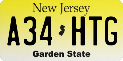 NJ license plate A34HTG