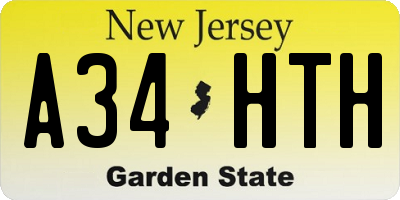 NJ license plate A34HTH