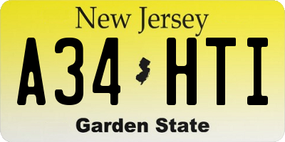 NJ license plate A34HTI
