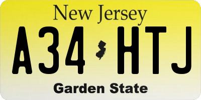 NJ license plate A34HTJ