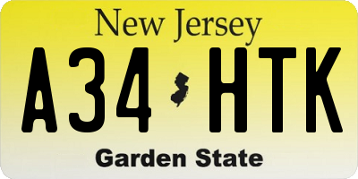 NJ license plate A34HTK