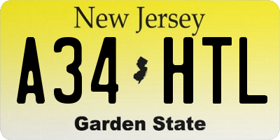 NJ license plate A34HTL