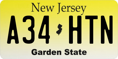 NJ license plate A34HTN