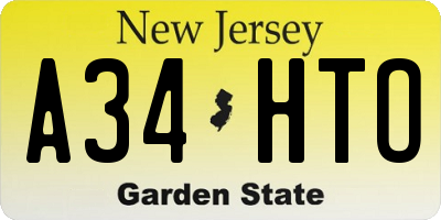 NJ license plate A34HTO