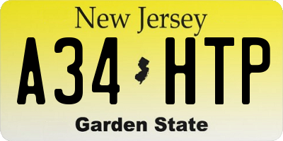 NJ license plate A34HTP
