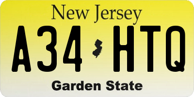 NJ license plate A34HTQ