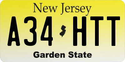 NJ license plate A34HTT