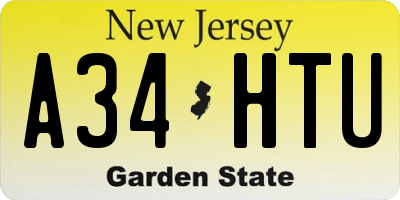 NJ license plate A34HTU