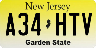 NJ license plate A34HTV