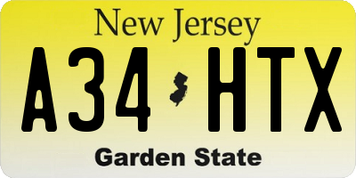 NJ license plate A34HTX