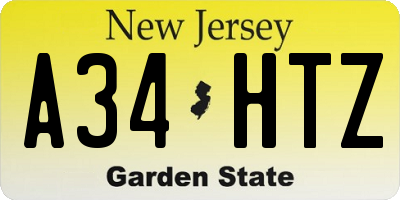 NJ license plate A34HTZ