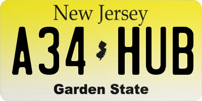 NJ license plate A34HUB
