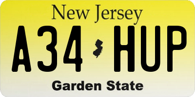 NJ license plate A34HUP
