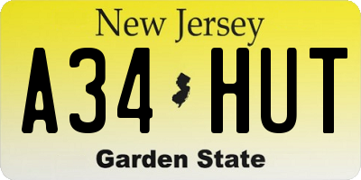 NJ license plate A34HUT