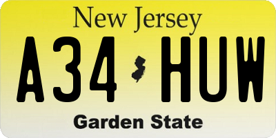 NJ license plate A34HUW