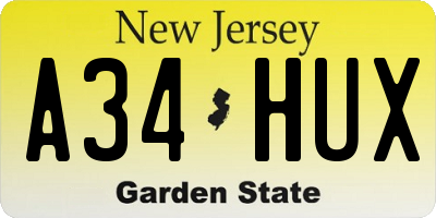 NJ license plate A34HUX