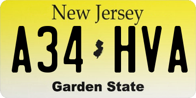 NJ license plate A34HVA