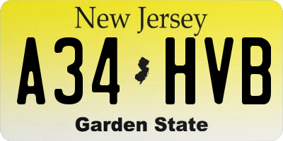 NJ license plate A34HVB