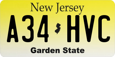 NJ license plate A34HVC