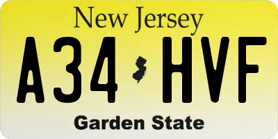 NJ license plate A34HVF