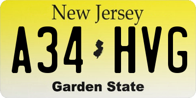 NJ license plate A34HVG