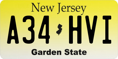 NJ license plate A34HVI