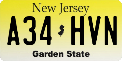 NJ license plate A34HVN