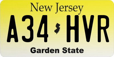 NJ license plate A34HVR
