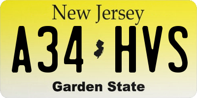 NJ license plate A34HVS