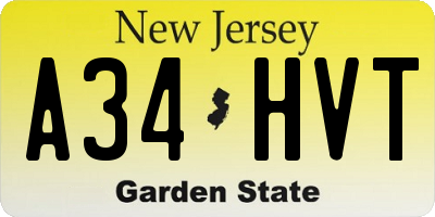 NJ license plate A34HVT
