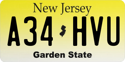 NJ license plate A34HVU