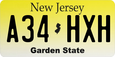 NJ license plate A34HXH