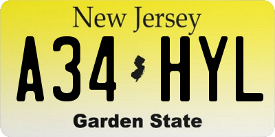 NJ license plate A34HYL