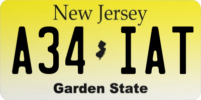 NJ license plate A34IAT